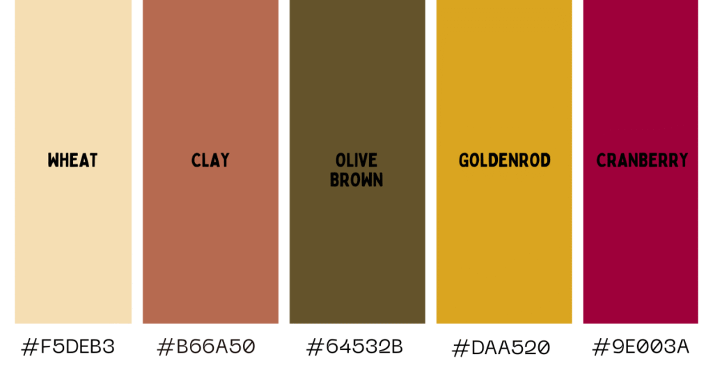earthy harvest palette, autumn colors, fall colors