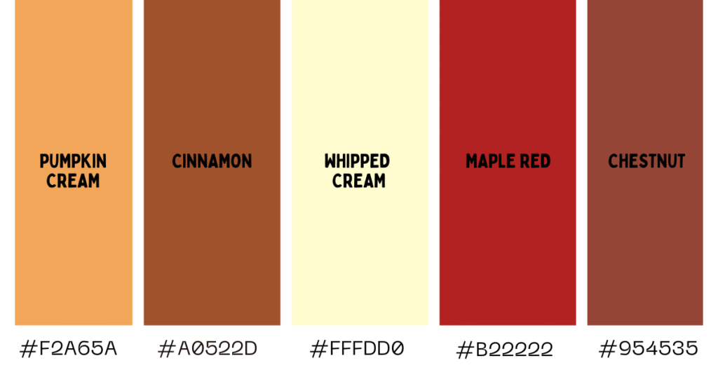 pumpkin spice palette, autumn colors, fall colors