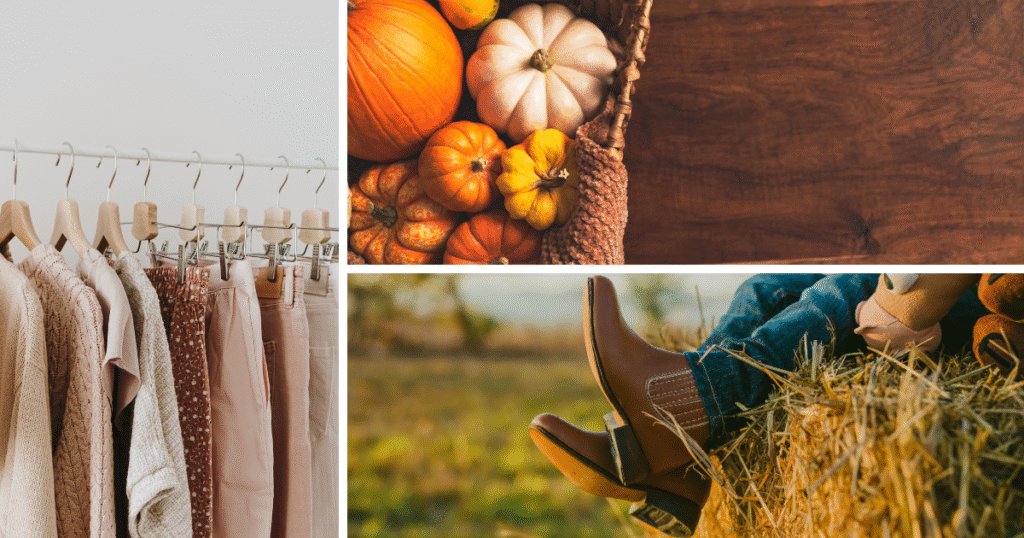 pumpkin spice fall palette, autumn colors, fall colors, boots, pumpkin, closet, wardrobe