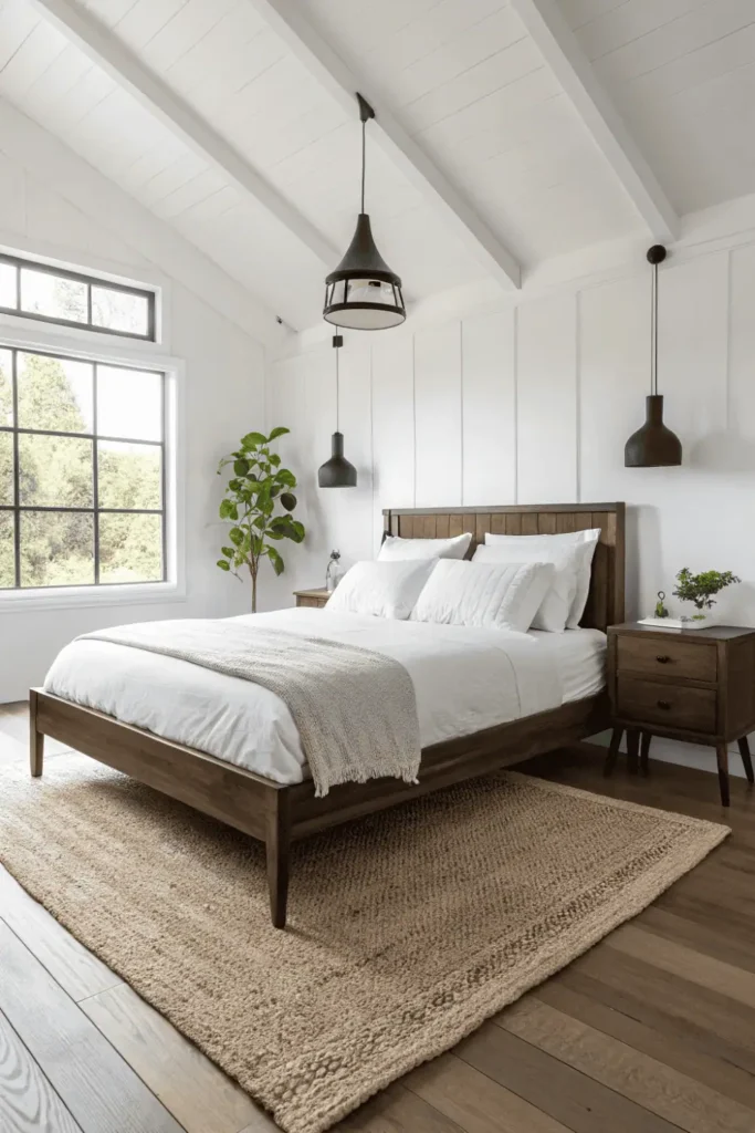 dark wood bed frame room ideas